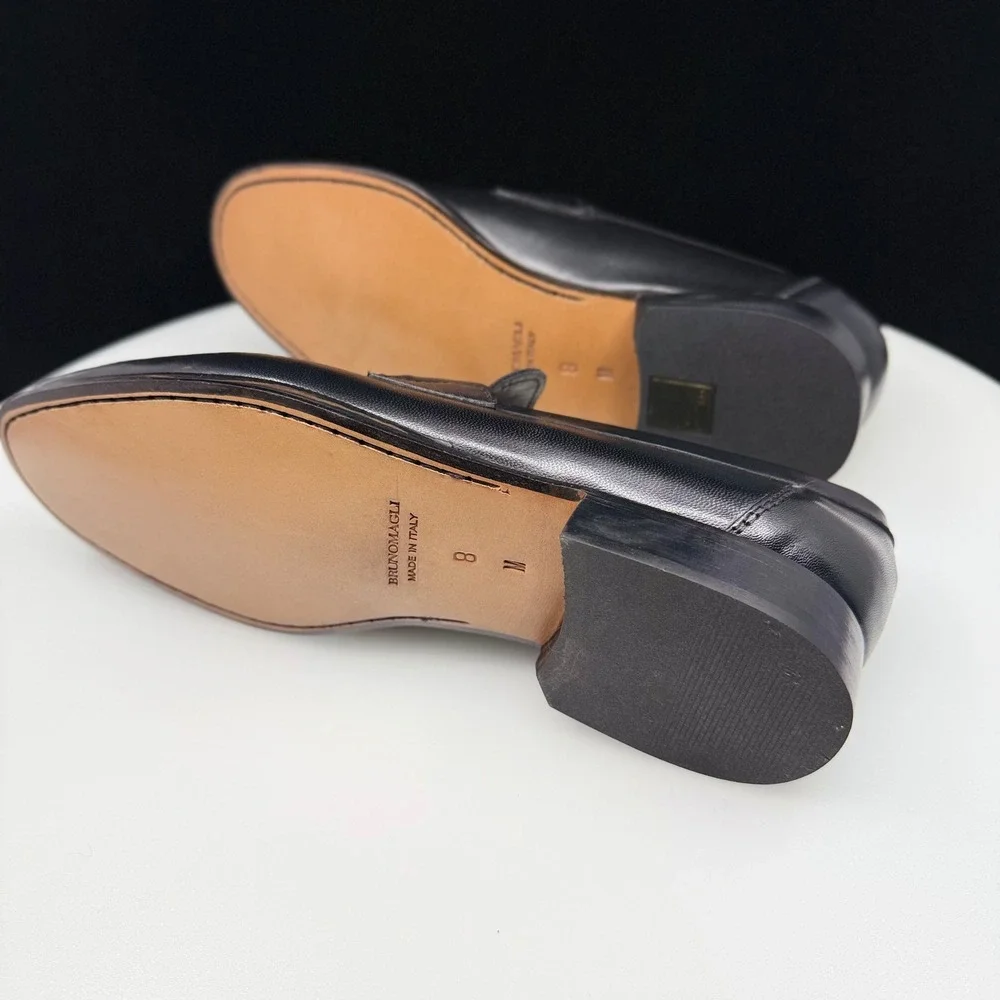 Bruno Magli Tillack Bit Loafer Men 8 Black Excellent Leather Made in Italy